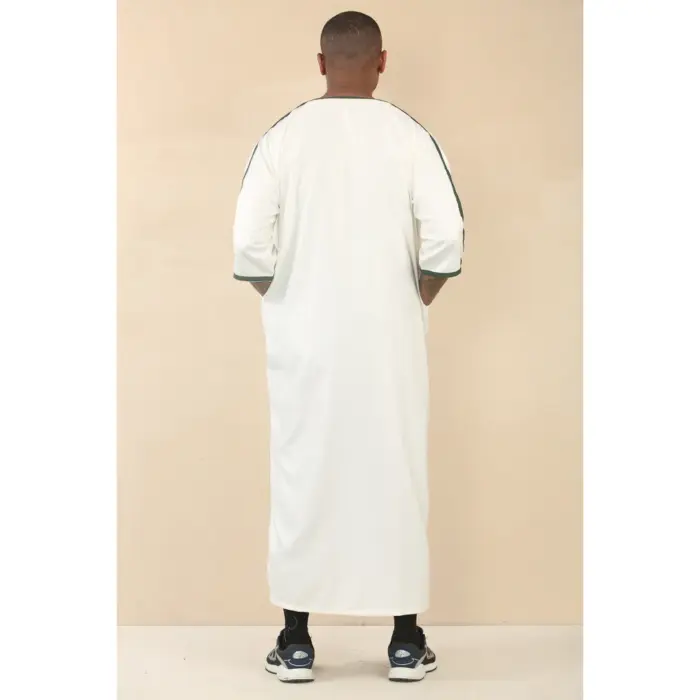 Men's Moroccan Thobe Gandoura Short Sleeve Jubba Islamic Clothing Kaftan Eid Robe Arab Embroidery - Image 23