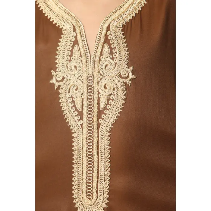 Boys Moroccan Thobe Short Sleeve Gandoura Embroidery Kaftan - Image 6