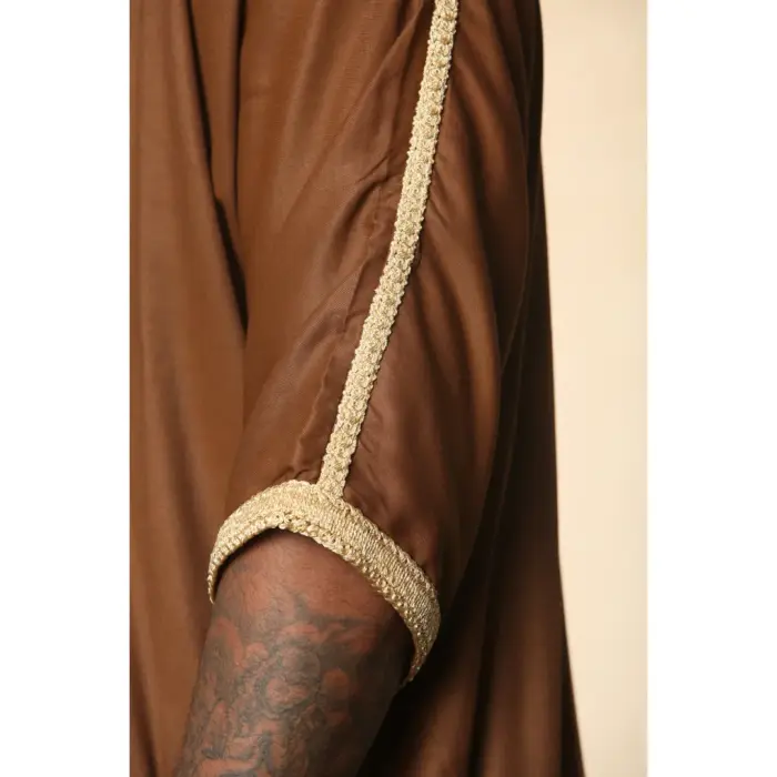 Men's Moroccan Thobe Short Sleeve Gandoura Embroidery Kaftan - Image 6