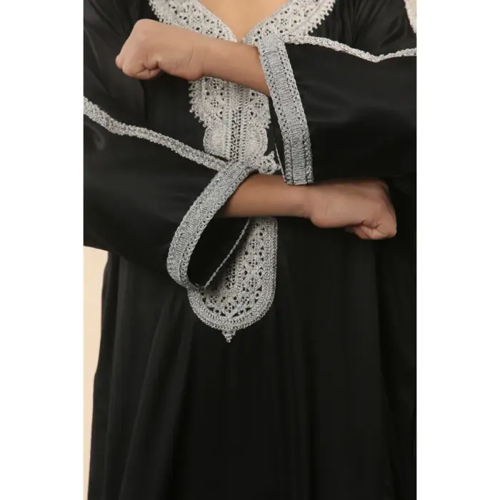 Boys Moroccan Thobe Short Sleeve Gandoura Embroidery Kaftan Jubba - Image 5