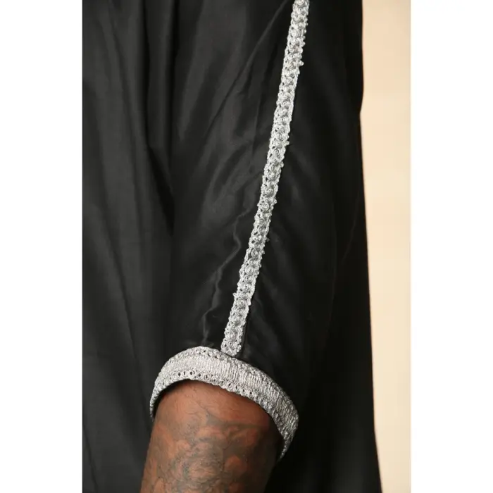 Men's Moroccan Thobe Short Sleeve Gandoura Embroidery Kaftan Jubba - Image 5