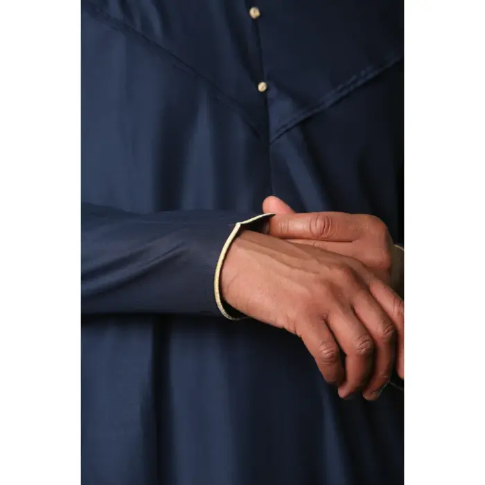 Men's Thobe Emirati Omani Jubba Islamic Clothing Muslim Kaftan Eid Robe Arab Gold Embroidery - Image 11
