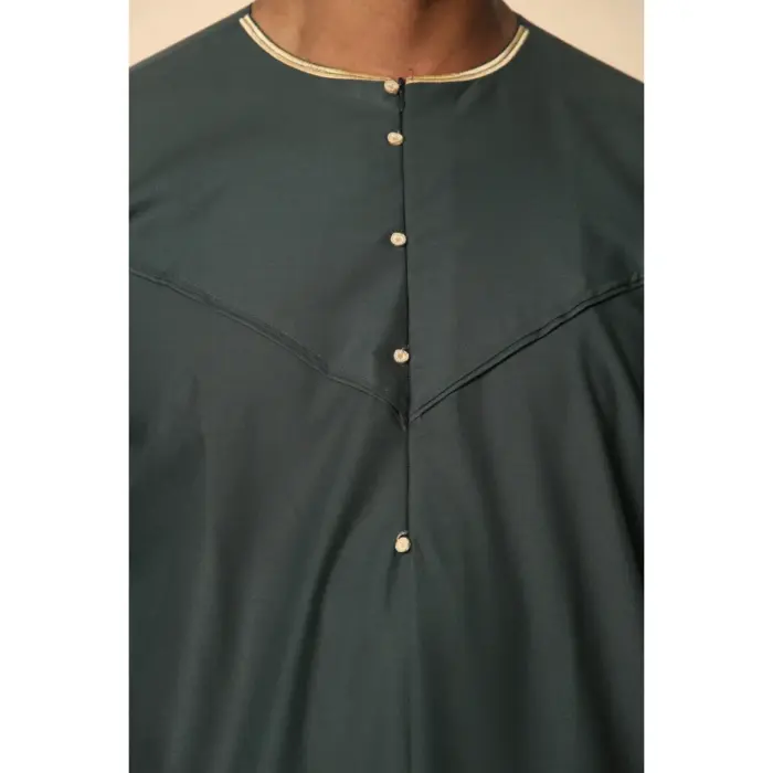 Men's Thobe Emirati Omani Jubba Islamic Clothing Muslim Kaftan Eid Robe Arab Gold Embroidery - Image 19