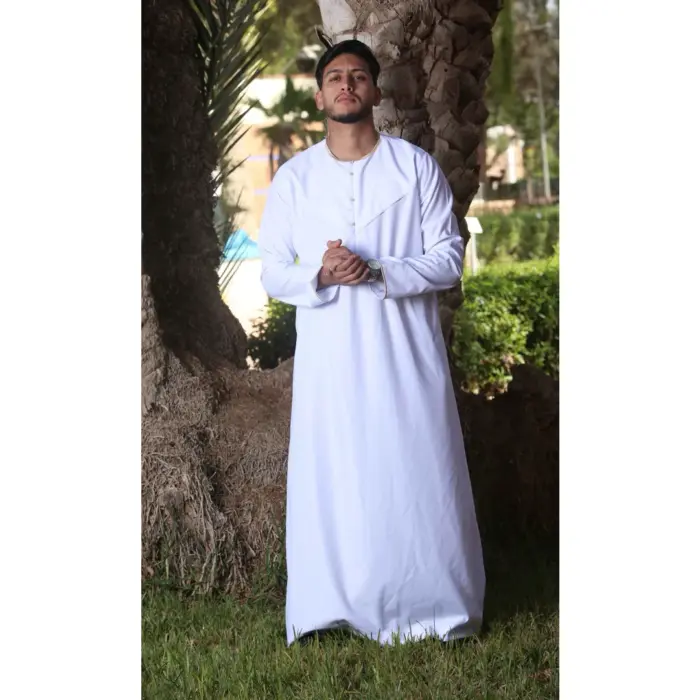 Men's Thobe Emirati Omani Jubba Islamic Clothing Muslim Kaftan Eid Robe Arab Gold Embroidery - Image 28