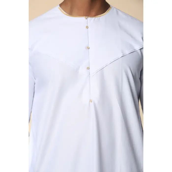 Men's Thobe Emirati Omani Jubba Islamic Clothing Muslim Kaftan Eid Robe Arab Gold Embroidery - Image 26