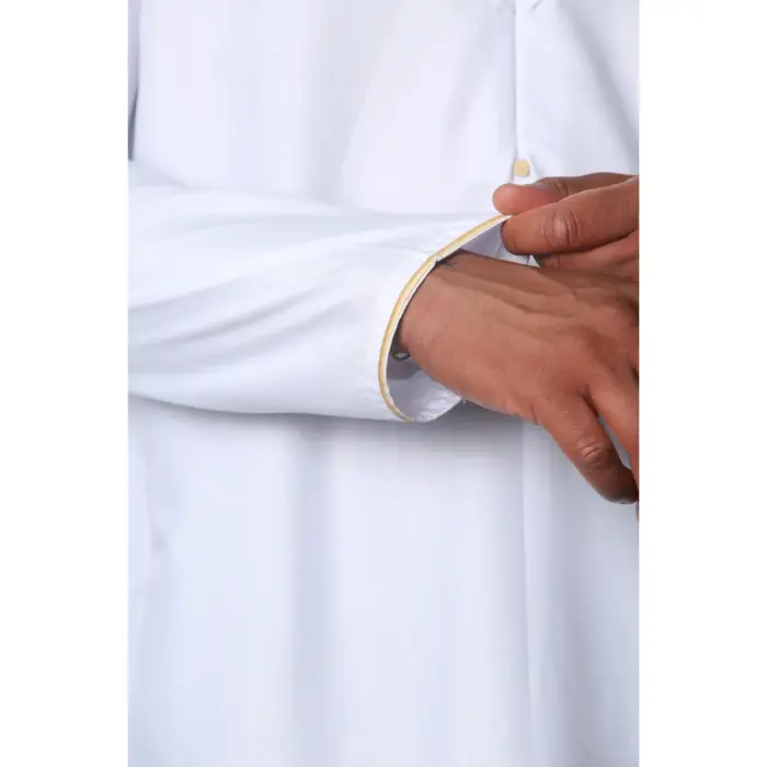 Men's Thobe Emirati Omani Jubba Islamic Clothing Muslim Kaftan Eid Robe Arab Gold Embroidery - Image 25