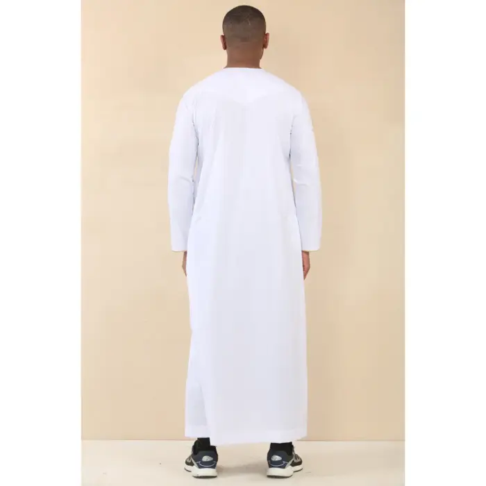 Men's Thobe Emirati Omani Jubba Islamic Clothing Muslim Kaftan Eid Robe Arab Gold Embroidery - Image 23
