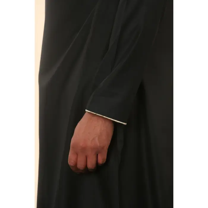Men's Thobe Emirati Omani Jubba Islamic Clothing Muslim Kaftan Eid Robe Arab Gold Tassel Embroidery - Image 5