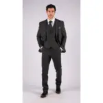 Mens Grey Tweed 3 Piece Suit Blue Check Vintage 1920s Gatsby Blinders Tailored Fit - Image 3