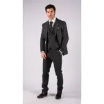 Mens Grey Tweed 3 Piece Suit Blue Check Vintage 1920s Gatsby Blinders Tailored Fit - Image 4