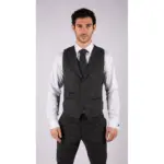 Mens Grey Tweed 3 Piece Suit Blue Check Vintage 1920s Gatsby Blinders Tailored Fit - Image 5
