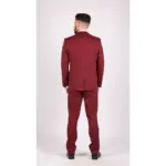 Mens Wool 3 Piece Suit Tweed Burgundy Black Tailored Fit Classic - Image 9