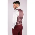 Mens Wool 3 Piece Suit Tweed Burgundy Black Tailored Fit Classic - Image 7