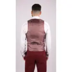 Mens Wool 3 Piece Suit Tweed Burgundy Black Tailored Fit Classic - Image 8