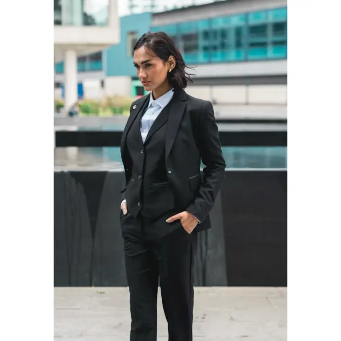 TPW-13 - Women's 3 Piece Plain Black Suit - Image 2