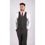 Mens Wool Tweed Suit 3 Piece Authentic 1920s Tailored Fit Classic - Image 5