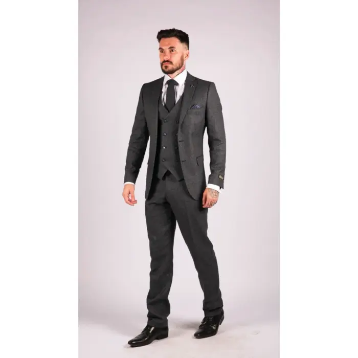 Mens Wool 3 Piece Suit Double Breasted Waistcoat Tweed 1920s - Image 3