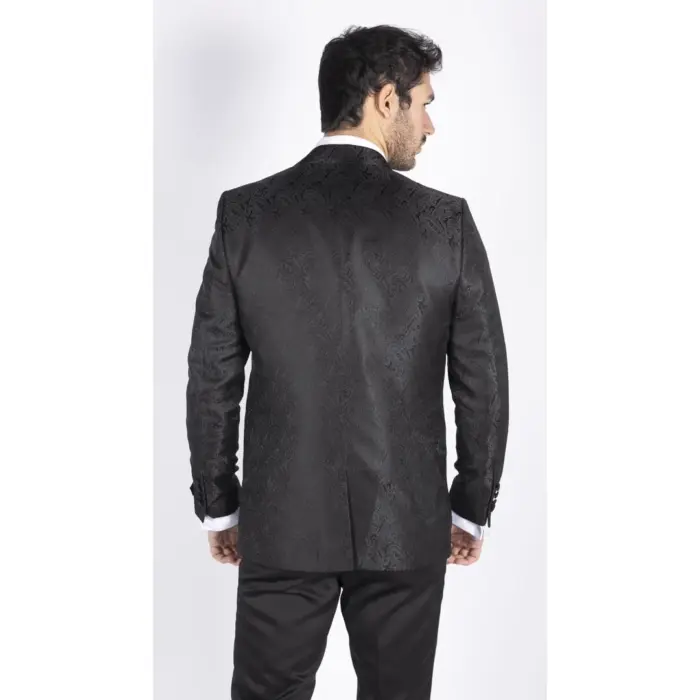 Mens Paisley Tuxedo Blazer And Waistcoat Brocade Dinner Jacket Satin Black Fit - Image 8
