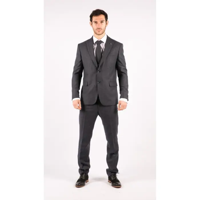 Mens 3 Piece Tweed Suit Blue Herringbone Double Waistcoat Classic Vintage Shelby 1920s - Image 3