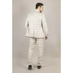 Men's Suit 3 Piece Beige Checked Classic Plaid Tailored Fit Formal Dress - Image 7