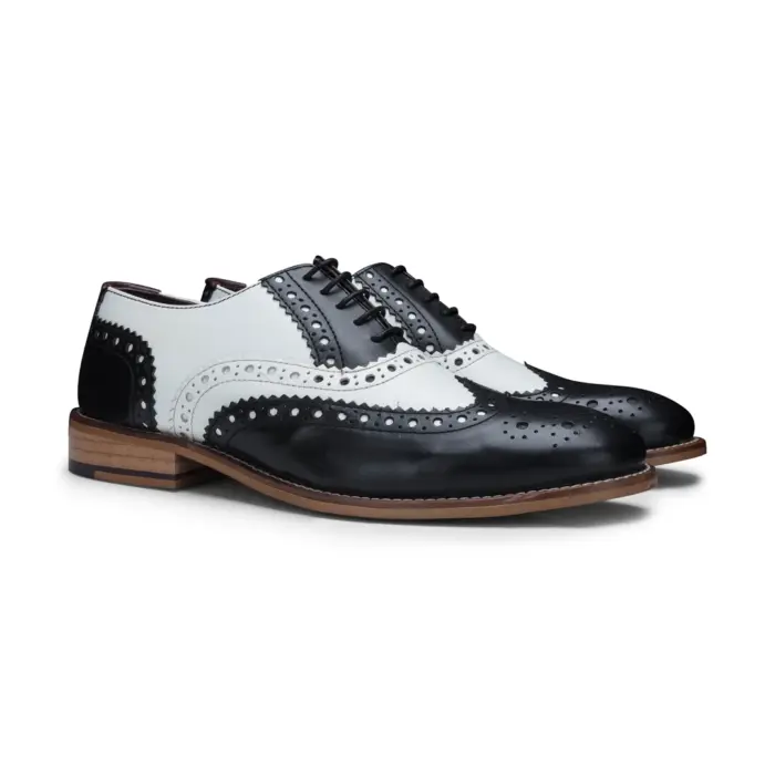 Mens Real Leather Vintage Shoes Brogues 1920s Suede Tweed Laced Shoes Smart Formal - Image 14