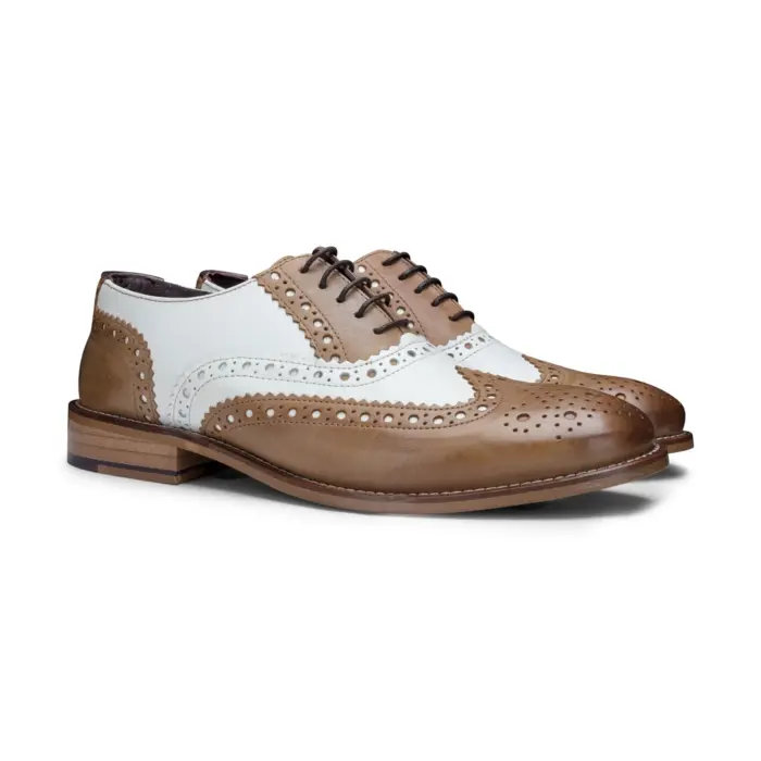 Mens Real Leather Vintage Shoes Brogues 1920s Suede Tweed Laced Shoes Smart Formal - Image 46