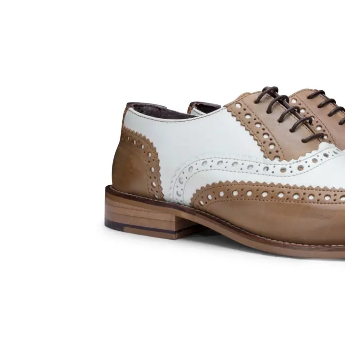 Mens Real Leather Vintage Shoes Brogues 1920s Suede Tweed Laced Shoes Smart Formal - Image 45