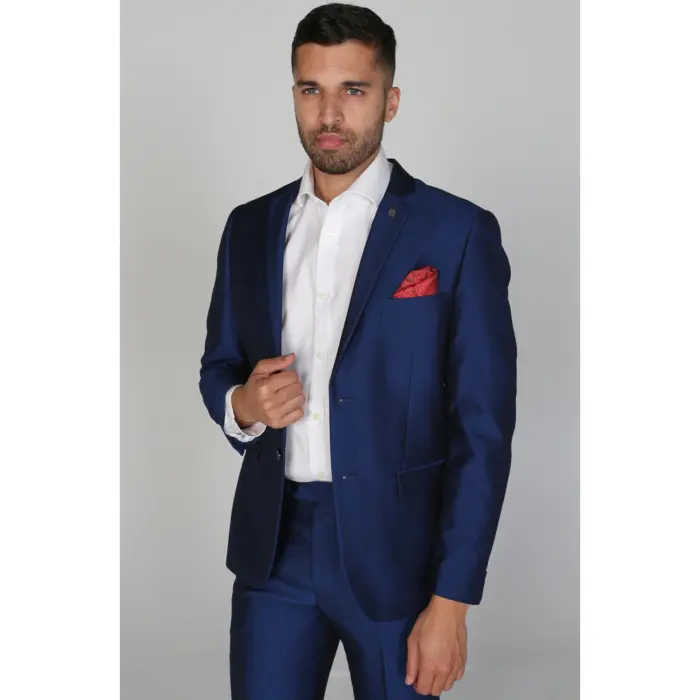 Kingsley - Men's Plain Blue Blazer Wedding Prom - Image 1