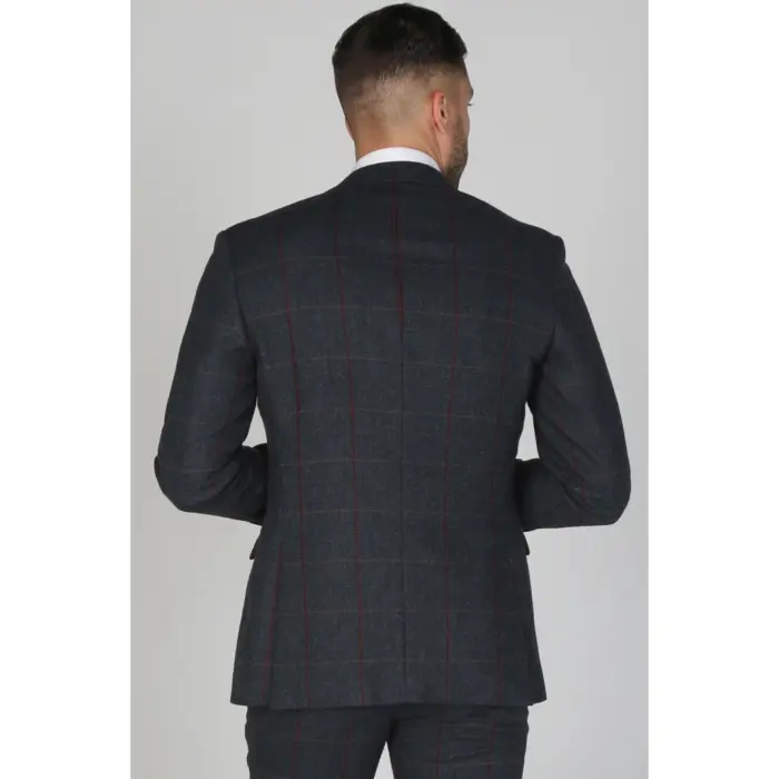 Madrid - Men's Tweed Blue Blazer Wedding Formal - Image 3