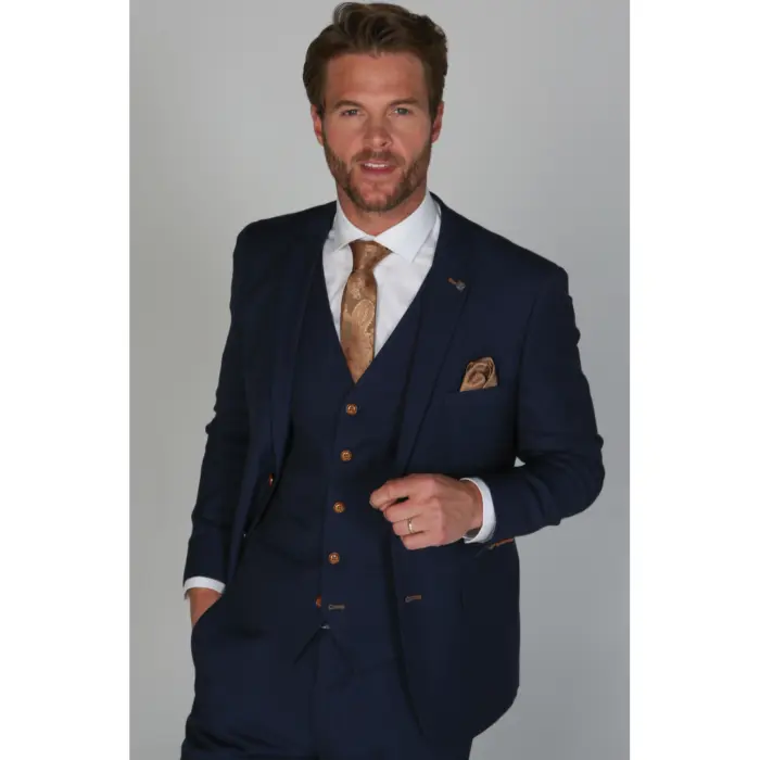 Mayfair- Men's Plain Navy Blazer Weddings & Prom - Image 1