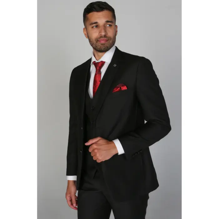 Parker - Men's Plain Black Blazer Prom Wedding Office - Image 1