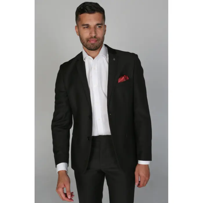 Parker - Men's Plain Black Blazer Prom Wedding Office - Image 5