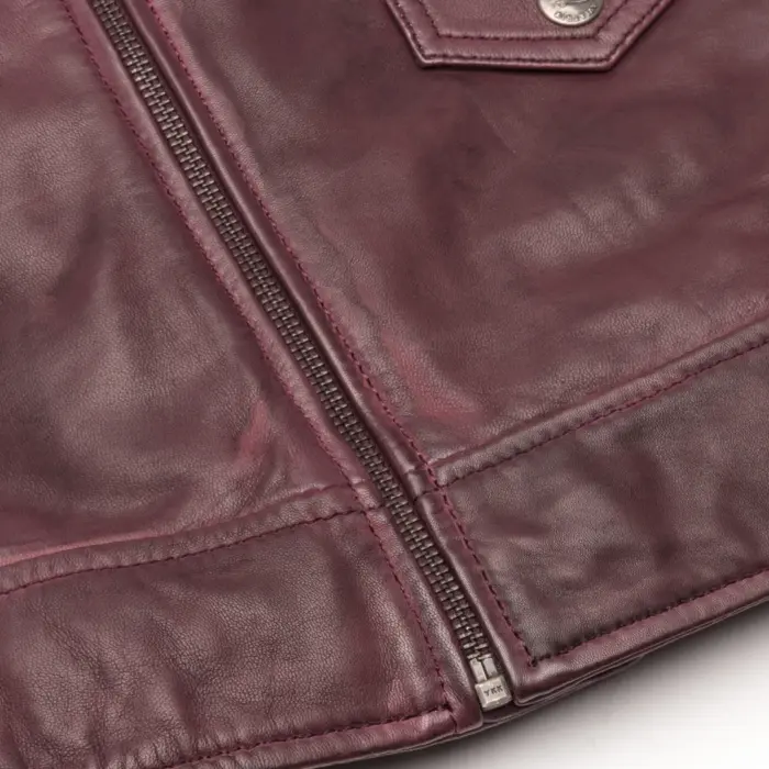 Mens Vintage Washed Tan Brown Real Leather Biker Jacket Cross Zip Retro Casual - Image 16