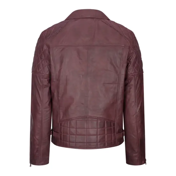 Mens Vintage Washed Tan Brown Real Leather Biker Jacket Cross Zip Retro Casual - Image 17