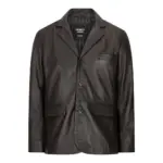 Mens Real Leather Jacket Black Smart Casual Classic Blazer Retro Vintage