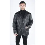 Mens Real Leather Jacket Black Smart Casual Classic Blazer Retro Vintage - Image 2