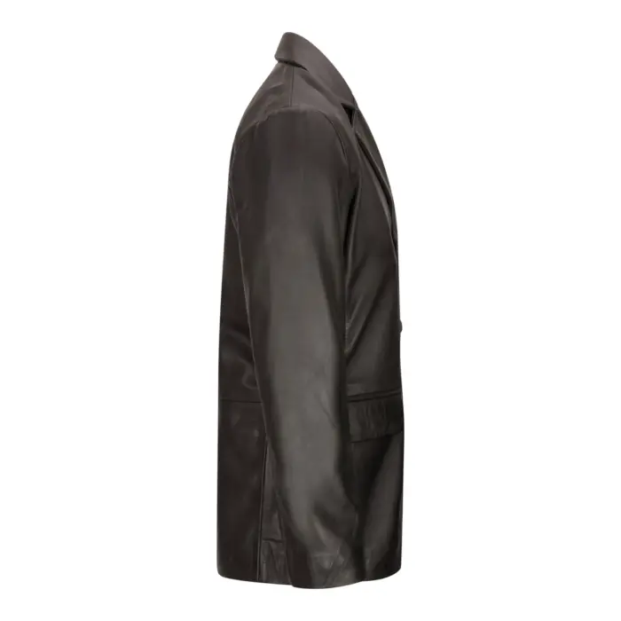 Mens Real Leather Jacket Black Smart Casual Classic Blazer Retro Vintage - Image 3