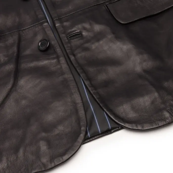 Mens Real Leather Jacket Black Smart Casual Classic Blazer Retro Vintage - Image 4