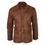 Mens Real Leather Jacket Black Smart Casual Classic Blazer Retro Vintage - Image 6
