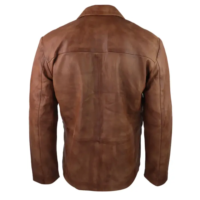 Mens Real Leather Jacket Black Smart Casual Classic Blazer Retro Vintage - Image 10