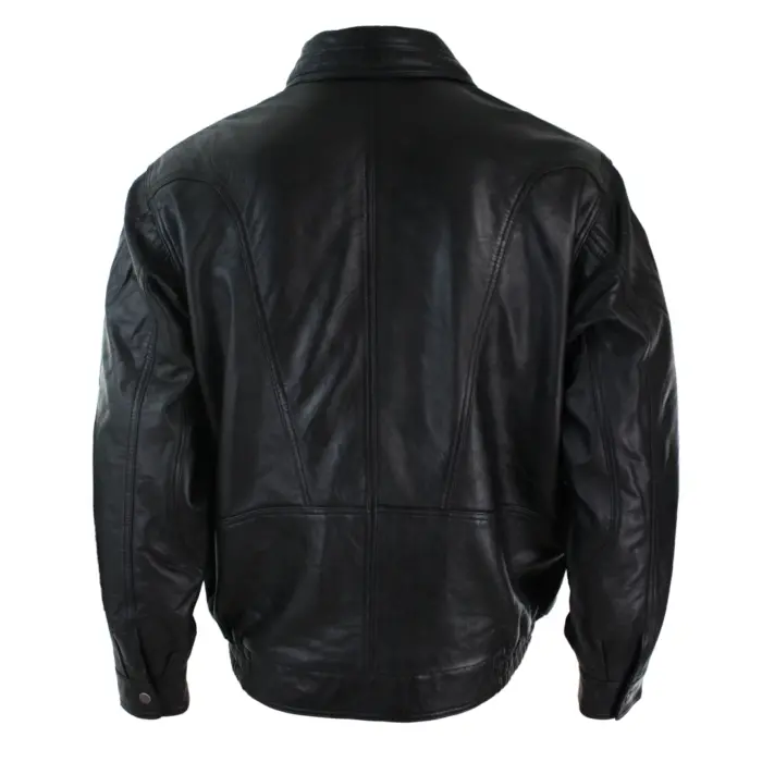 Mens Classic Bomber Black Nubuck Washed Brown Real Leather Jacket - Image 5