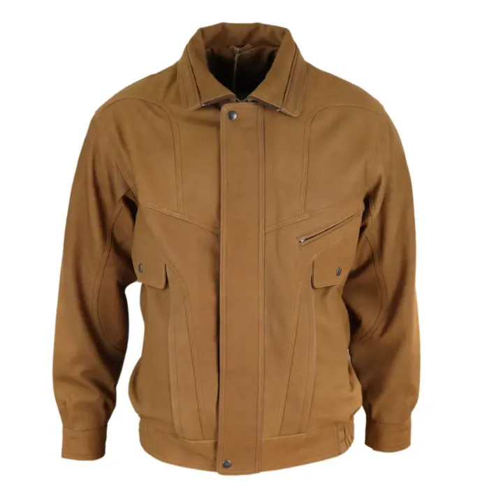 Mens Classic Bomber Black Nubuck Washed Brown Real Leather Jacket - Image 11