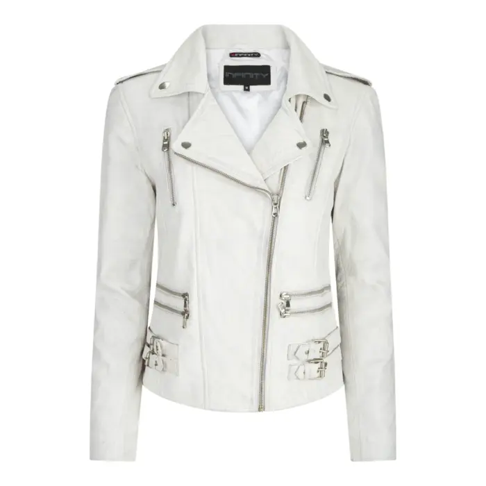 Womens Ladies Real Soft Leather Racing Style Biker Jacket - Image 45