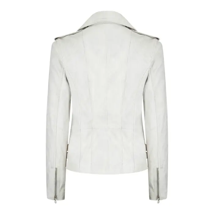 Womens Ladies Real Soft Leather Racing Style Biker Jacket - Image 47