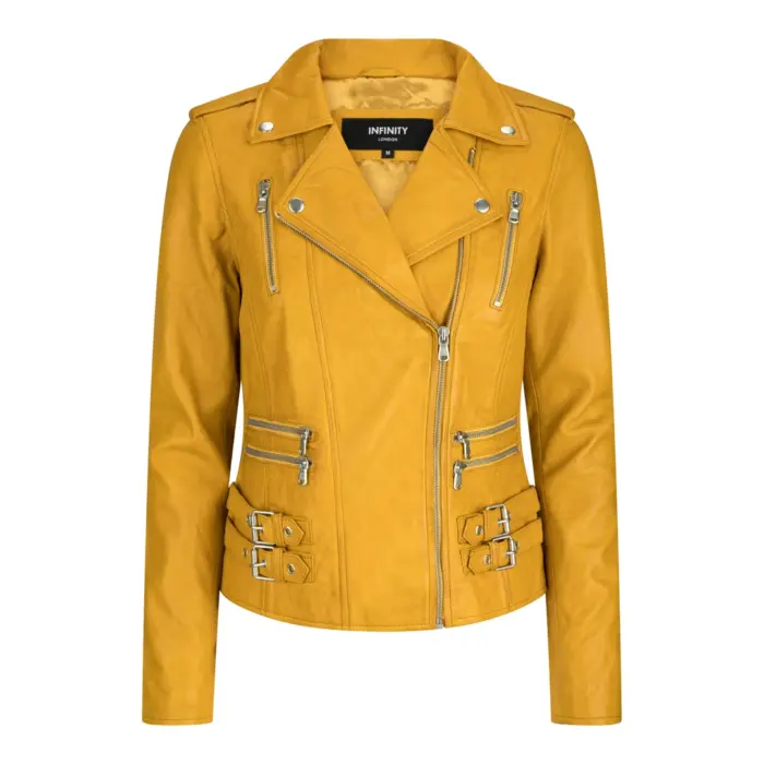 Womens Ladies Real Soft Leather Racing Style Biker Jacket - Image 49