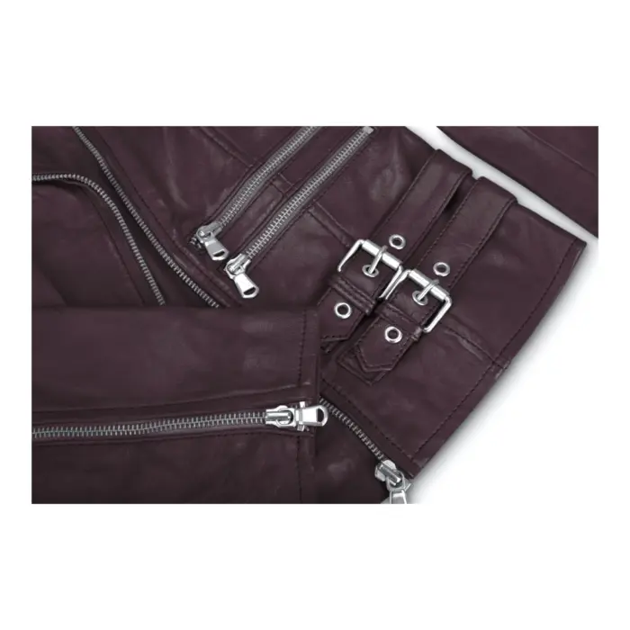 Womens Ladies Real Soft Leather Racing Style Biker Jacket - Image 16