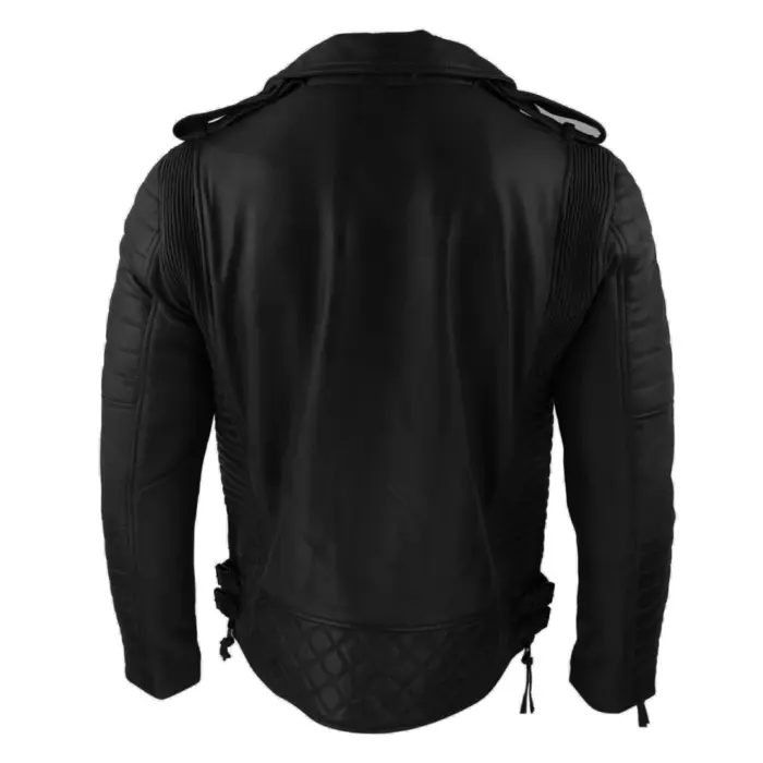 Mens Biker Jacket Cross Zip Black Wine Retro Vintage Tailored Fit Rock Punk - Image 5