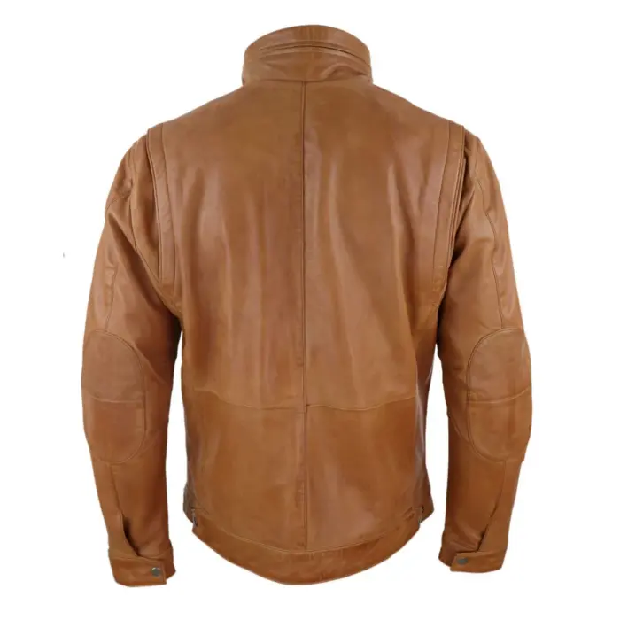 Mens Real Leather Jacket Zipped Biker Style High Collar Smart Casual - Image 10