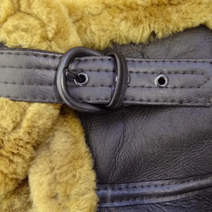 Mens Vintage Brown Real Sheepskin Zip Flying Jacket Pilot Flight Ginger Cream - Image 12