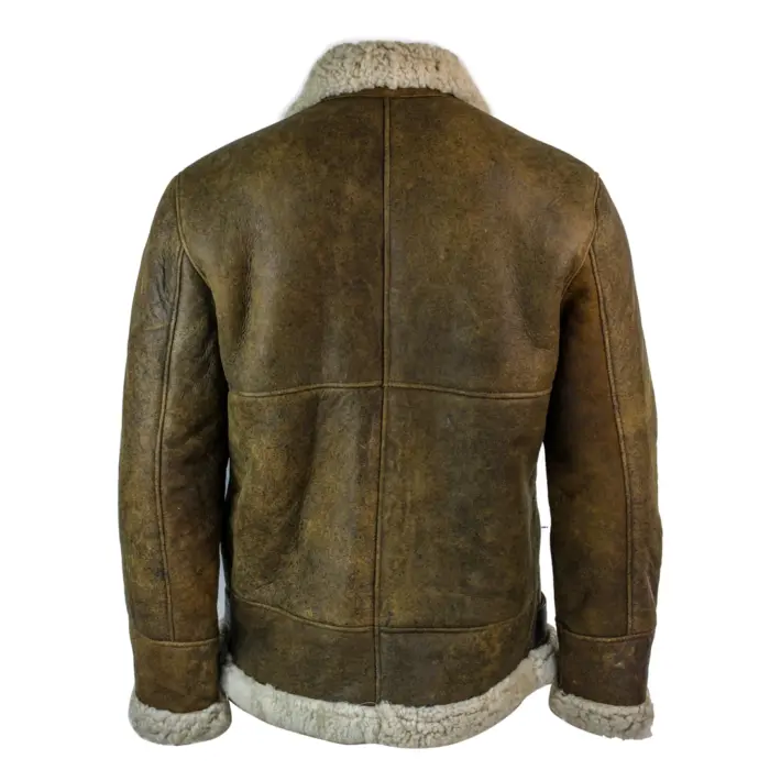 Mens Vintage Antique Sherling Sheepskin Cream Fur Air Force Pilot RAF Jacket - Image 4